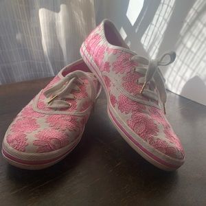 Keds Kate Spade Floral Embroidered Pink Shoes